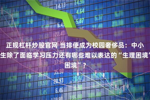 正规杠杆炒股官网 当排便成为校园奢侈品:中小学生除了面临学习压力还有哪些难以表达的“生理困境”?